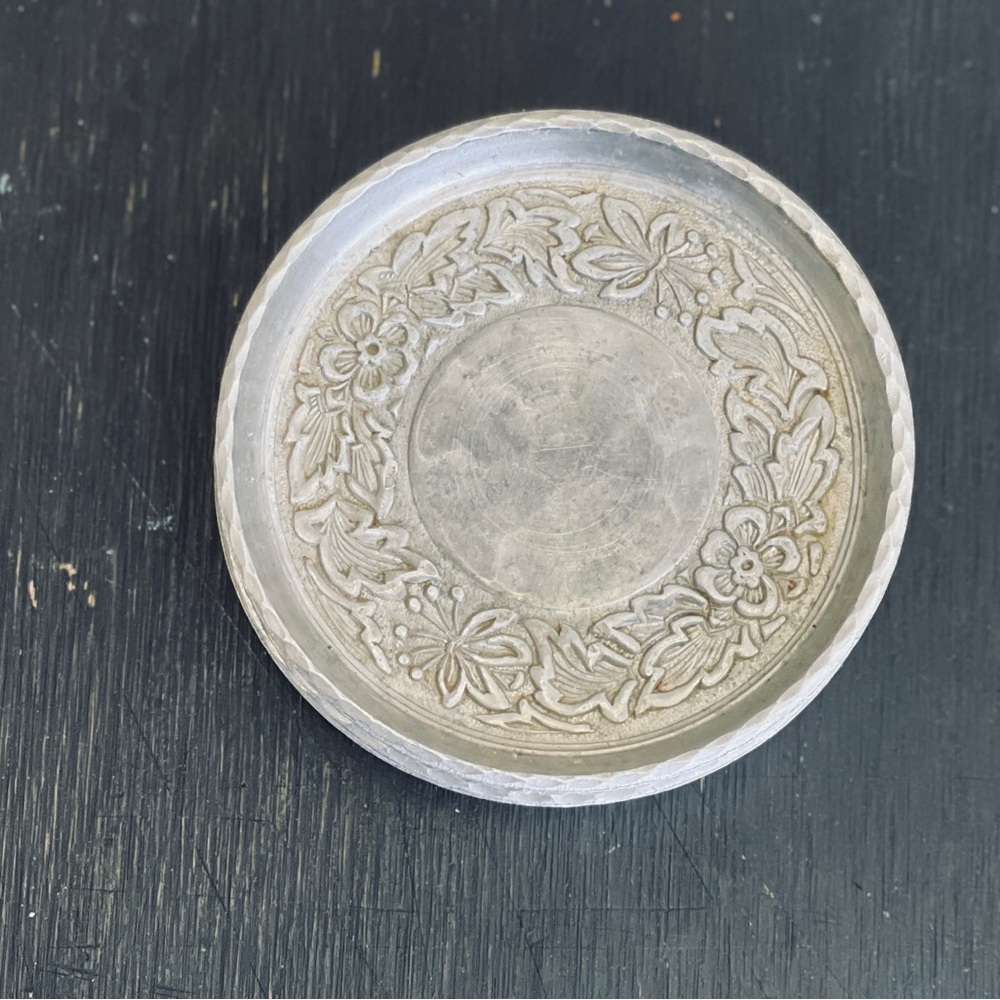Floral Embossed Silver Tray
